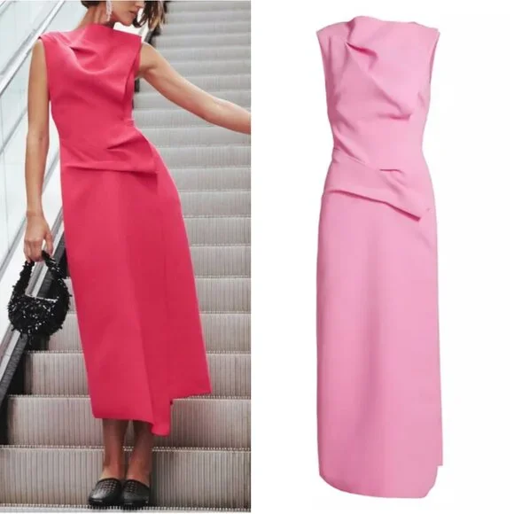 NEW Acler x Saks Normanhill Petal Midi Dress AU10/US6 Party Event Candy Pink - Picture 1 of 10
